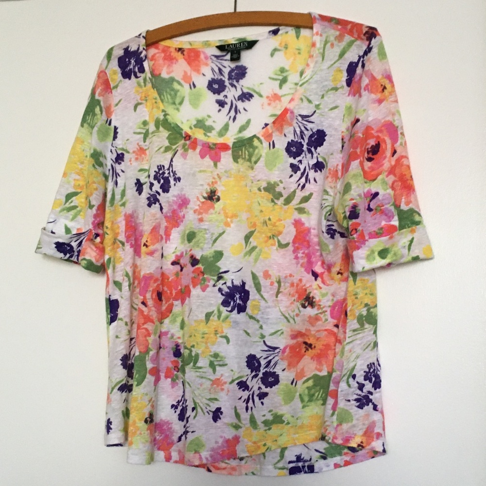 LRL Blouse 100% Linen, Light🌷♥️!!